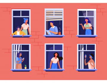 un dessein de personnes à leurs fenêtres